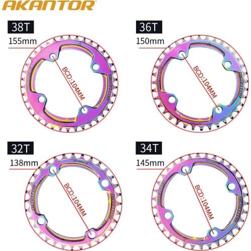 AKANTOR Aluminum Alloy Road Bicycle Chainring 104BCD 32/34/36/38T Mountain Bike Crank Chainwheel Bike Parts