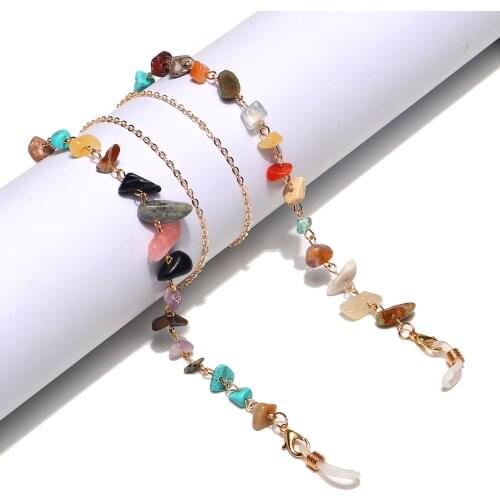 Glasses Chains for Women Mix Color Natural Stone EyeGlasses Chain Colorful Lanyard Fashion Strap Sunglasses Cords Eyewear Access