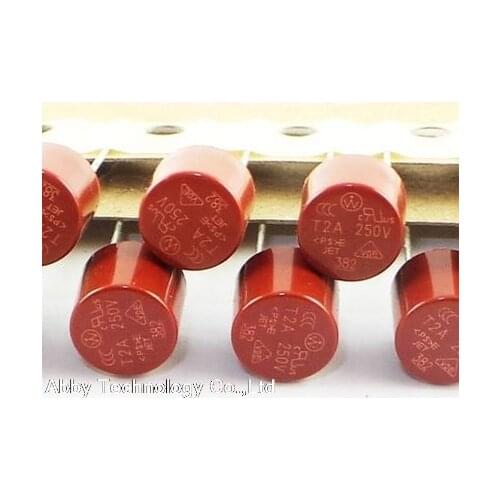 50Pcs Newly Import T2A 2A 250V Cylindrical Fuse For LCD RED