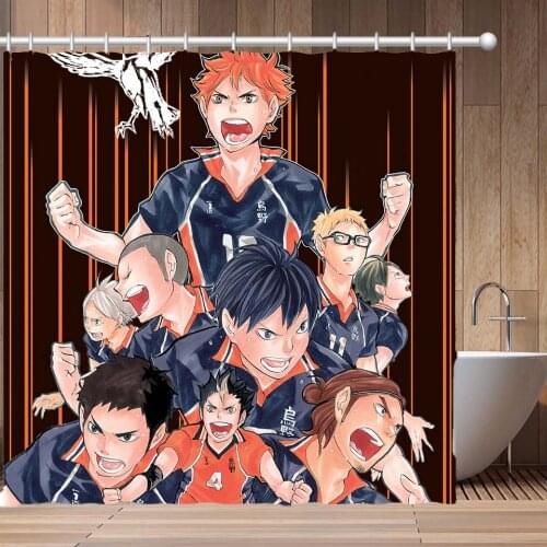 Haikyuu!! Waterproof Shower Bathroom Customized Polyester Fabric Curtain