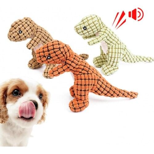 Pet Dinosaur Toy Chew Squeaky Cleaning Teeth Plush Doll for Puppy Large Dogs игрушки для собак