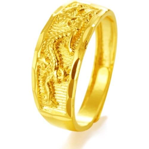Dragon Ring For Men Resizeable Gold Color Wedding Rings