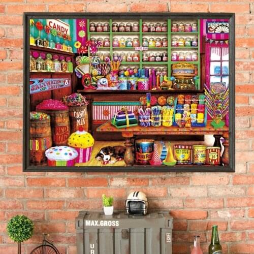 Colorful Sweet candy shop Arts Needlework 14CT Canvas Unprinted Handmade Embroidery Cross Stitch Kits DIY Home Decor