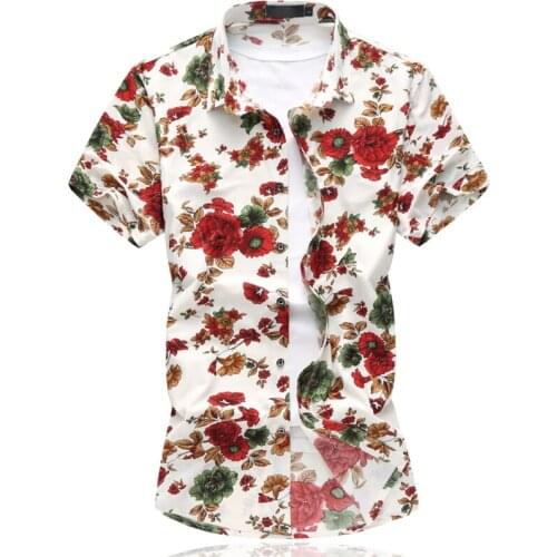 LIFENWENNA Summer New Mens Hawaiian Shirt Fashion Casual Printing Short Sleeve Flower Beach Shirts Male Brand Plus Size 5XL 6XL
