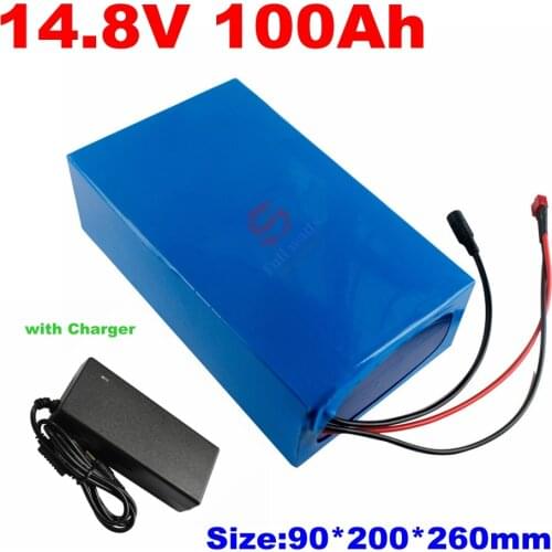 Lithium battery 14.8V 100Ah 120Ah li ion battery pack with 4S 100A BMS for scooter boat engines+20A charger