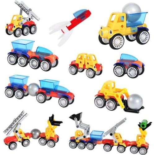 Magnetic Blocks Car Toys Children Educational Hands-on Engineering Truck 3D Magnetic Creative Car Building Blocks Toys For Kids