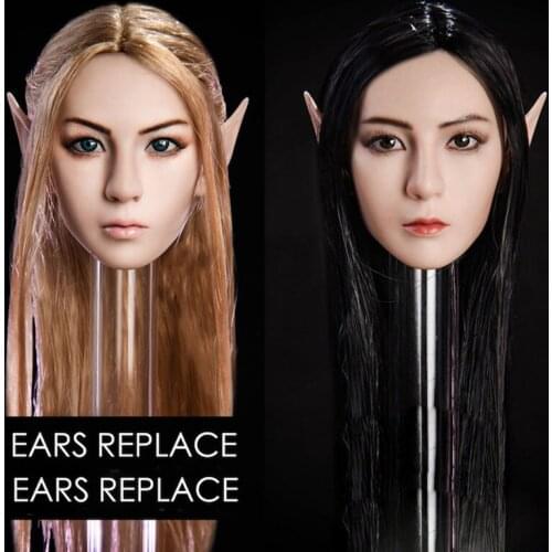 1/6 Scale Female Beauty Head Carving Fairy Can Replace Ears Mixed-race Beauty Head Sculpt Model For 12 '' Action Figure Accessor