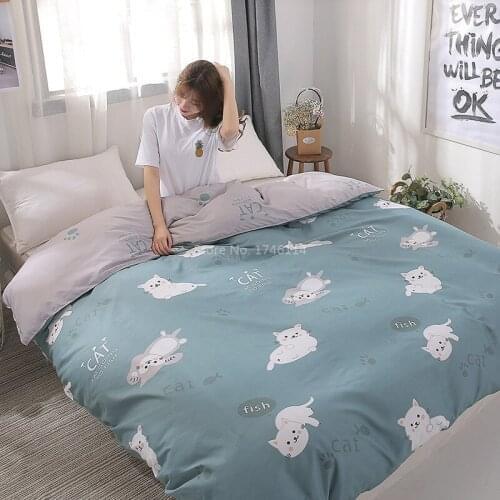 Cute Lazy Cat Fish Cartoon Printed Duvet Cover Comforter Cover with Zipper Soft Comfortable Bed Linens Bedclothes for Kids Adult
