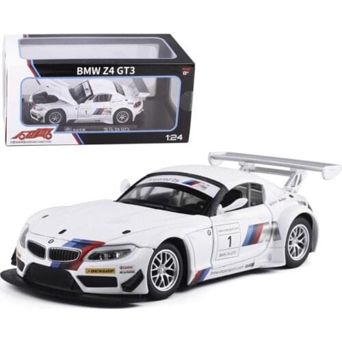 1:24 high simulation Z4 GT3 car model alloy car model racing sound and light toy sports car for children gifts