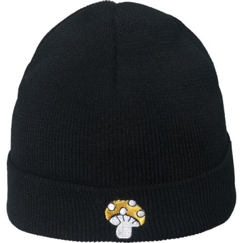 Mushroom Hat Men Winter Beanie Women Knit Cap Hip Hop Brim Autumn Warm Acrylic Outdoor Skiing Accessory For Teenagers