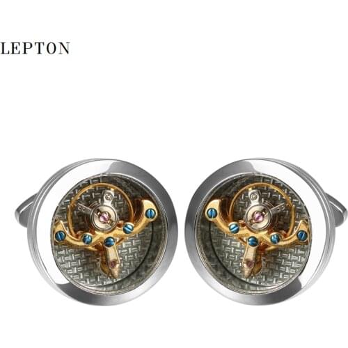 Hot Movement Tourbillon Cufflinks For Mens Shirt Cuffs Button Top quality Mechanical Watch Tourbillon Cuff links Relojes Gemelos