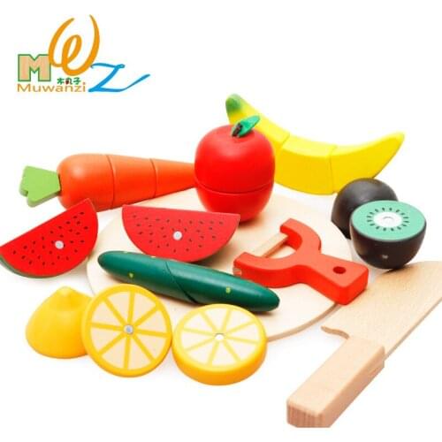 Wooden vegetables and fruits cut music educational toys play house childrens toys cut to see set of educational toys gifts M124