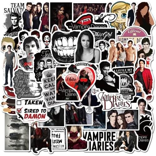 Stickers 50pcs American drama vampire diary stickers graffiti stickers suitcase laptop guitar waterproof stickers 7