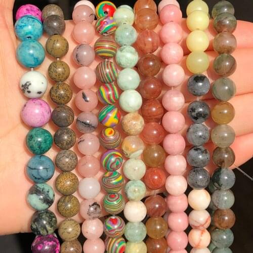 Natural Quartz Sunstone Malachite Opal Stone Beads Sea Sediment Turquoises Loose Spacer Bead For Jewelry Making Diy Bracelets