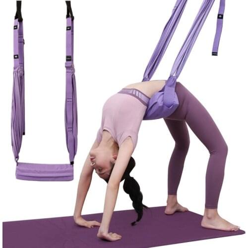 Upgrade Aerial Yoga Strap with PU Cushion Sling Fitness Resistance Bands Leg Back Body Flexibility Stretcher Lower Waist Trainer