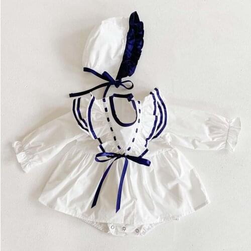 Autumn Baby Girls Clothes Baby Bodyusuit Korean Newborn Baby Clothes Baby Triangle Long-Sleeve Jumpsuit Baby Outfit With Hat