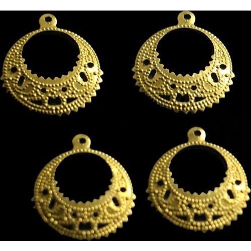 Popular hollow embossed brass accessories disc earrings pendant making DIY necklaces, bags, clothing accessories 17.5*20mm