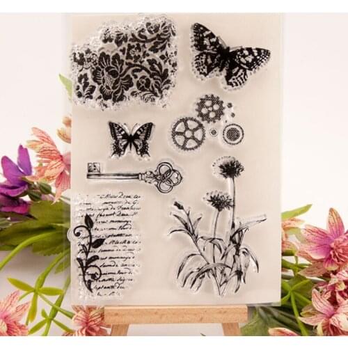 Butterfly Gear Transparent Clear Silicone Stamp Seal Cutting DIY Scrapbook Rubber Coloring Embossing Diary Decoration Reusable
