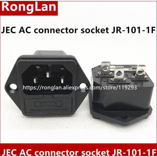 [SA]JEC AC AC outlet panel mount connector socket with a black triangle combo insurance JR-101-1F--100PCS/LOT