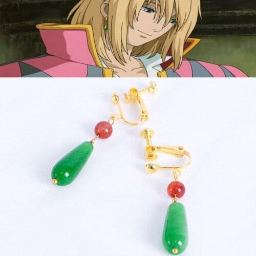 Howls Moving Castle Cosplay Howl Jenkins Earrings Ear Clip Necklace Pendant Halloween Costume Accessories Props