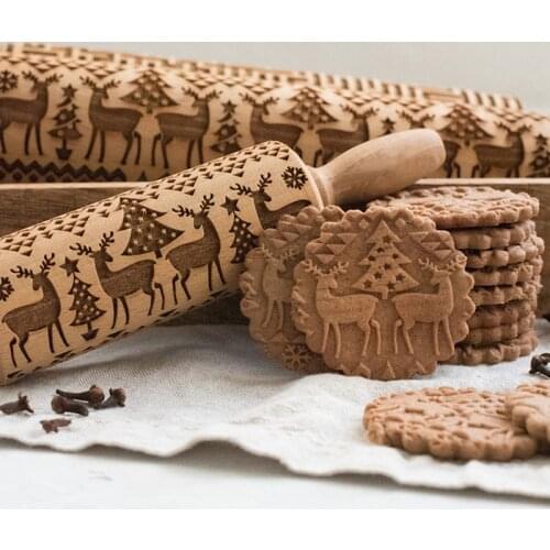 Merry Christmas Deer Wooden Rolling Pin Christmas Decorations For Home New Year 2021 Xmas Gifts Navidad 2022 Christmas ornaments