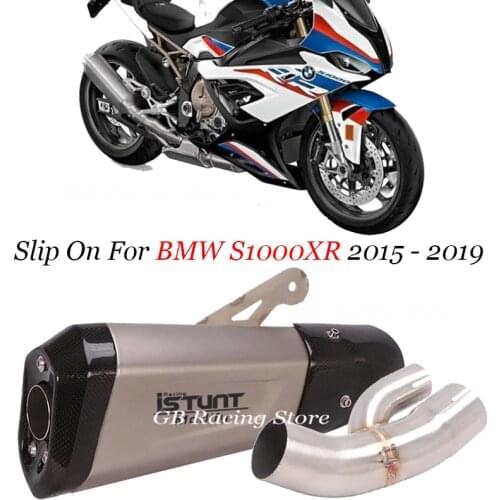 Slip On For BMW S1000XR 2015 - 2019 With Carbon Fiber 51mm muffler With Cover Motorcycle Exhaust System Escape Moto Tube Pipe