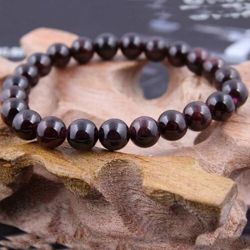 Dark Red Natural Stone Garnet Citrines Quartzs Beads Bracelet Handmade Red Bangles Bracelets for Women Jewelry 6mm 7mm 8mm 9mm