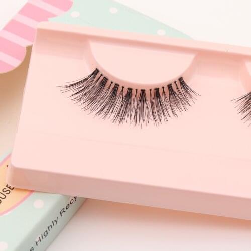 Thin Band Lashes Black Eyelashes Handmade Natural 100% Human Hair Lashes Invisible False Eyelashes Makeup