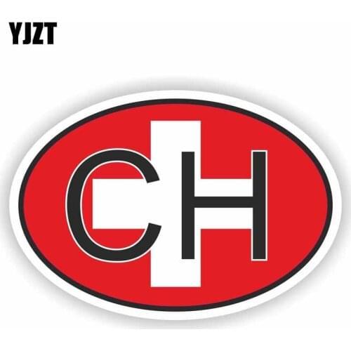 YJZT 14.2CM*9.5CM Creative CH SWITZERLAND Country Code Flag Car Sticker Helmet Decal 6-0929
