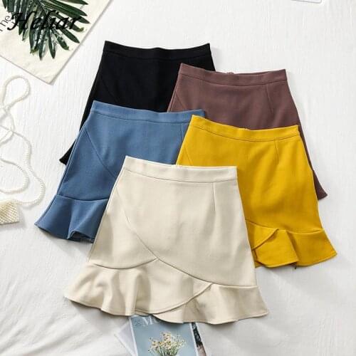 Abrini Skirt Ruffles A-line Mini Chic Beach Skirt Sexy & Club Solid Skirt Back To The Basics High Waist Skirt Summer Women Skirt