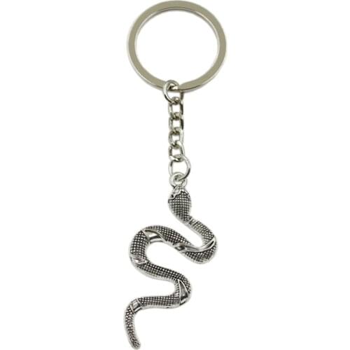 Factory Price Snake Cobra Pendant Key Ring Metal Chain Silver Color Men Car Gift Souvenirs Keychain Dropshipping