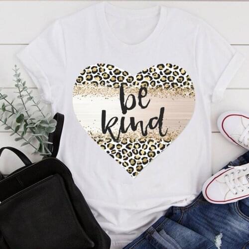 Women Clothes Cartoon Love Leopard Heart Sweet New Summer Print Fashion Tshirt Female Short Sleeve Tee Top Graphic T-shirt