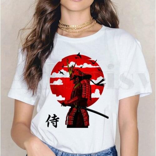 Short Sleeve Female Tops Tees Harajuku Vogue VintageT Shirts Japan Samurai Warrio Harajuku Fashion Womens T-shirt