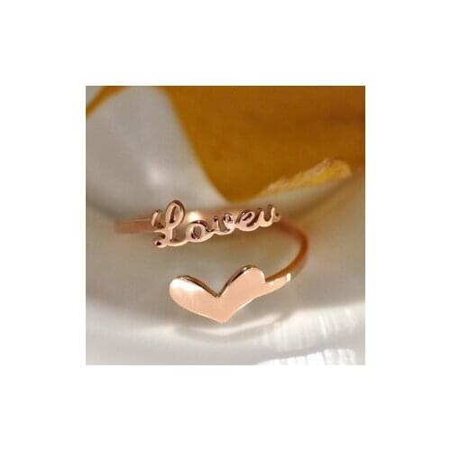Martick Sweet Style Europe Brand Rings Love Heart Shape Opening Rings With Love Letters For Woman Fashion Finger Jewelry R51