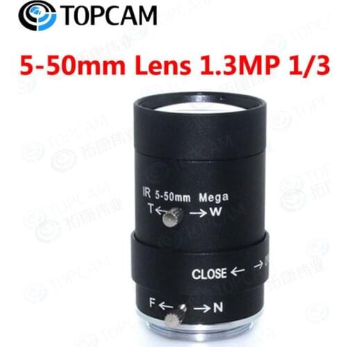 1.3Megapixel HD 5-50mm CS LENS 1/3" IR CS Mount Varifocal Manual Iris CCTV Lens for CCTV Security Cameras BOX For shipping cost