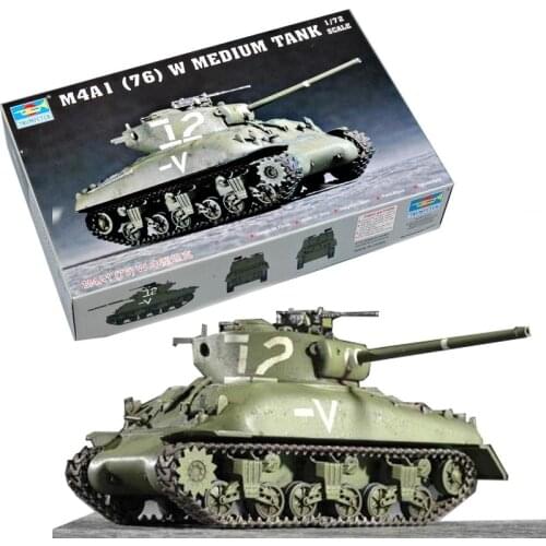 1:72 USA M4A1 76 W Main Battle Tank Military Assembly Model Armored Combat Vehicle