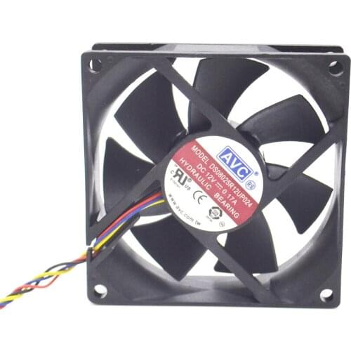 1pcs DS08025R12UP024 80mm 12V 0.17A PWM speed control 4 line CPU silent cooling fan 8025