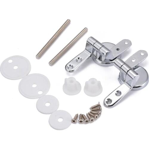 2pcs Zinc Alloy Toilet Seat Hinges Chrome Sturdy Hinge Set Replacement Repair Tool Kit with Fittings Screws For Toilet Tool