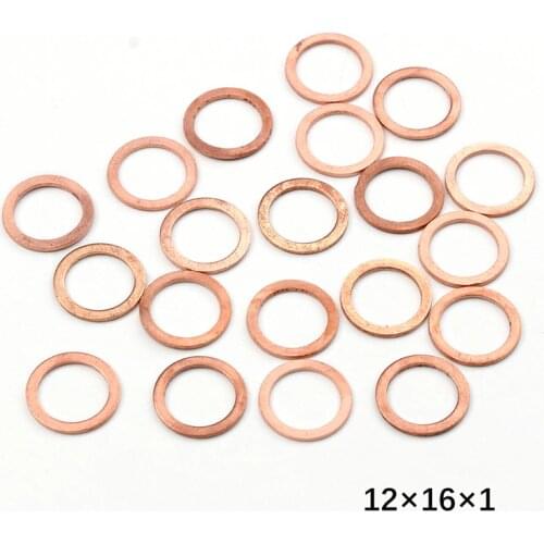 20PCS/Pack Solid Copper Washer Flat Ring Gasket Sump Plug Oil Seal Fittings 12*16*1MM Washers Fastener Hardware Accessories