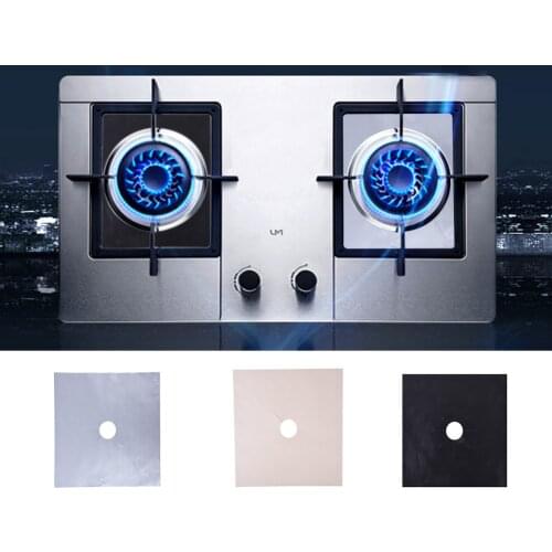 4pcs Reusable Glass Fiber Foil Gas Stove Burner Temperature Anti-fouling and oil Protector Liner Cleaning Kitchen Tools Mat