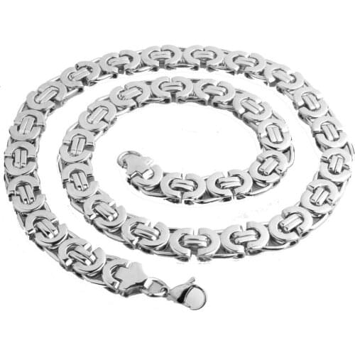 7-40" 6mm 8mm 11mm Fashion Chain Byzantine or Bracelet Stainless Steel Silver Color Chain Women Men Necklace Or Bracelet Jewelry