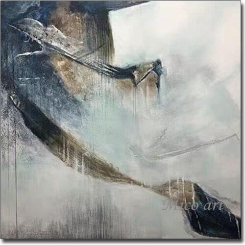 Abstract Black And White Oil Painting 100% Hand Drawn Canvas Wall Decor Pictures Paintings Art For Home Wall Decoration Pieces