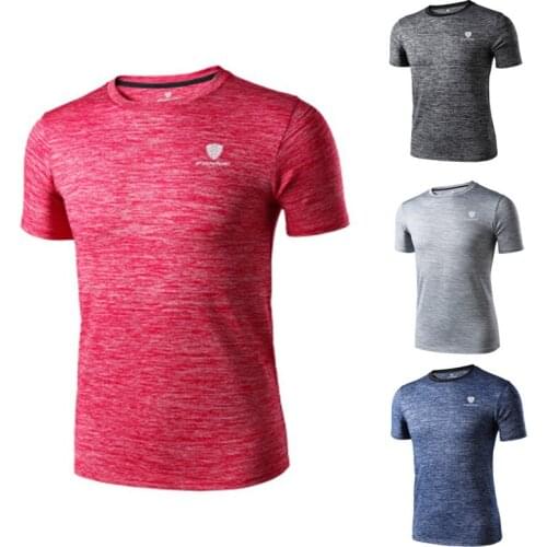 New Quick Dry T Shirt Mens Outdoor Sports Breathable Short Sleeve T-shirt High Stretchy Mans Gym Fitness Running Tee Shirt