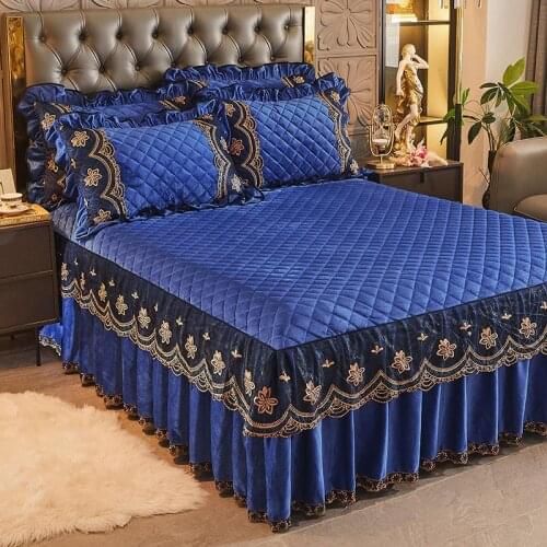 Crystal Velvet Bed Skirt Sheets for Bed Cozy Soft Plush Fleece Winter Warm Bedspreads Luxury Mattress Protector Cover