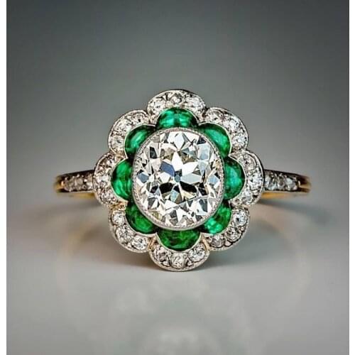 Fashion Woman Ring 925 Silver Color Ring Elegant Luxury Flower White Diamond Jewelry Wedding Engagement Party Ring Gift Size5-11