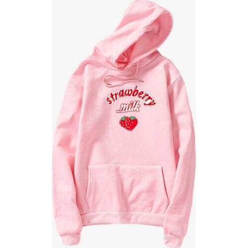 Hot Sale Fashion Strawberry juice Retro Japanese cherry Unisex hoody kpop Vaporwave hoodies Funny Tops hoody Harajuku Streetwear