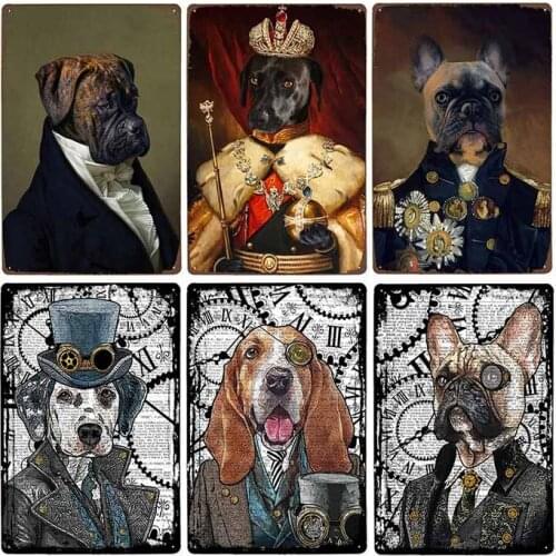 Metal Signs Decor Dog Vintage Pet Animal Art Poster Plaque Wall Decorative Plate Farm Home Doghouse Decoration 20x30cm