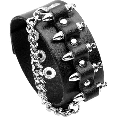 Fashion Chain Cartridge Belt Leather Bracelet for Man Trendy Adjustable Bracelets Bangles Charm Cuff Women Bangles Jewelry