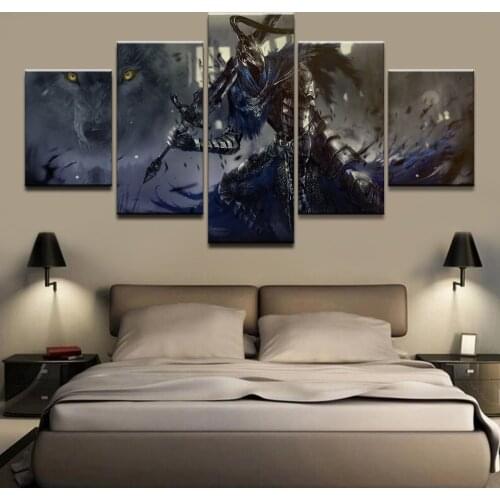 Modular Picture Home Decorative Wall Art Draw 5 Panels Game Dark Souls Warrior Poster For Modern Bedroom Canvas Painting