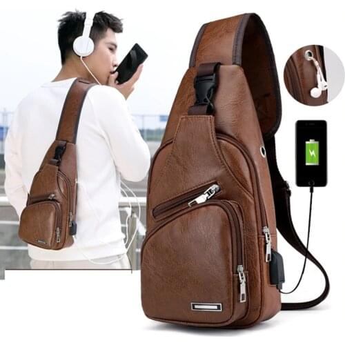 Mens Crossbody Bags Mens USB Chest Bag Designer Messenger bag Leather Shoulder Bags Diagonal Package 2018 new Back Pack Travel